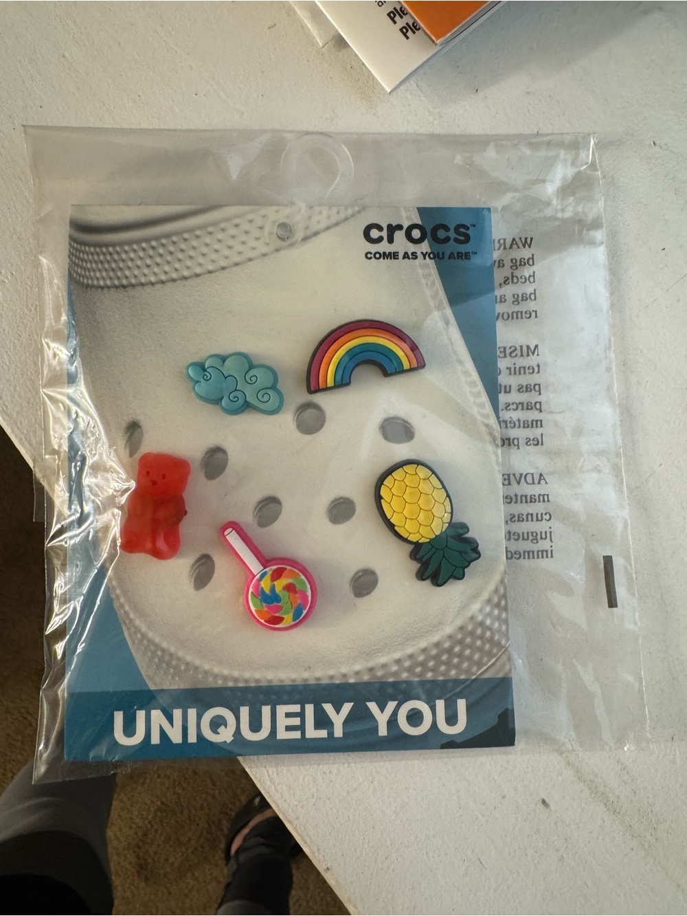 Crocs Jibbitz Charm Pack - Rainbow, Pineapple, Gummy Bear & More - White